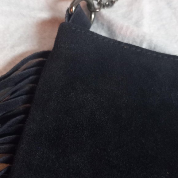 Steve madden Designer Black suede fringed purse/ crossbody/shoulder womans - Picture 3 of 4